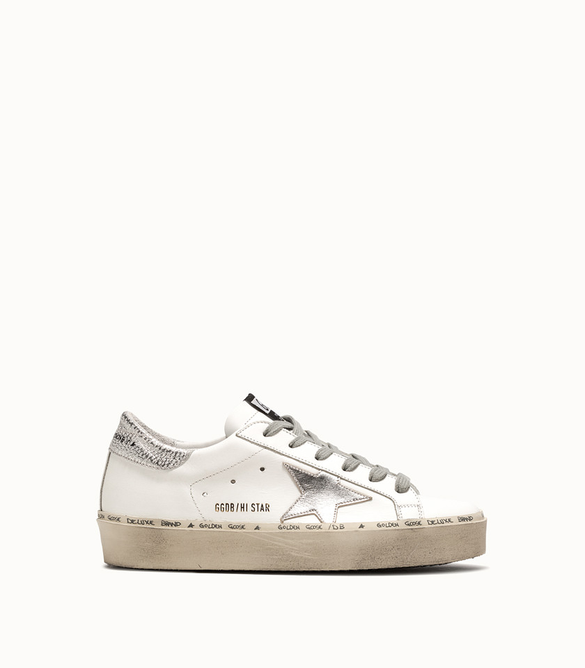 GOLDEN GOOSE DELUXE BRAND HI STAR SNEAKERS COLOR WHITE SILVER | Play