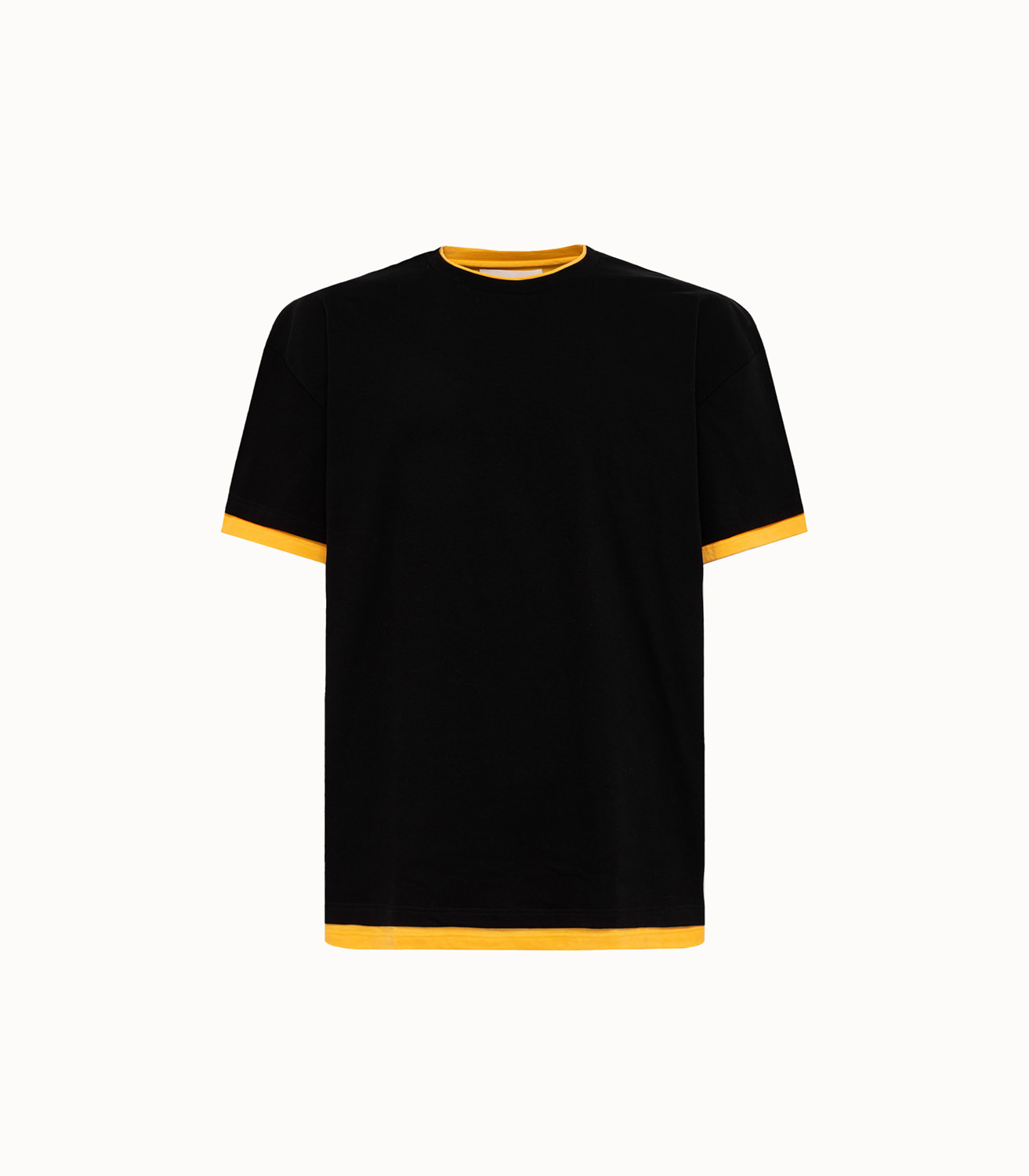 Solid Color Crew-Neck T-Shirt with Contrasting Print
