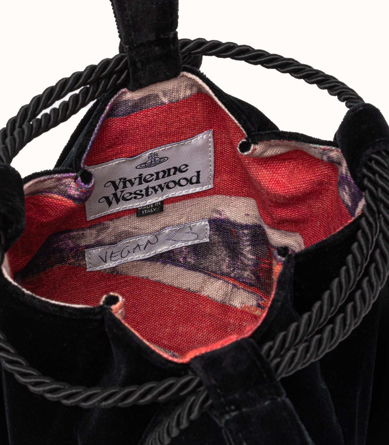 VIVIENNE WESTWOOD KITT BUCKET BAG IN BLACK VELVET | Playground